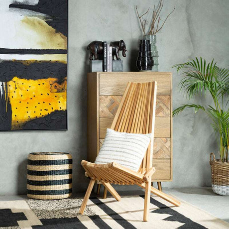 Ashby Seagrass Pouffe with Black Stripes Orsina