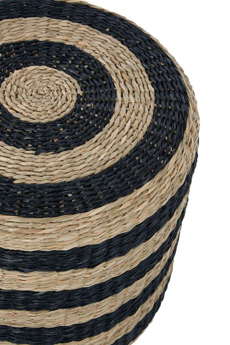 Ashby Seagrass Pouffe with Black Stripes Orsina
