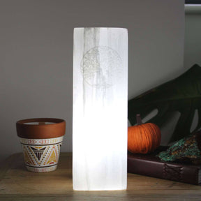 Selenite Block Lamp 25cm Tree of Life AW Dropship UK