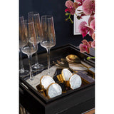 Orsina Serving Set featuring elegant gold utensils and stylish glassware on a decorative tray