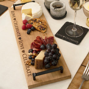 Selbrae House Serving Tray with engraved Celebrate design, perfect for cheese and fruit platters