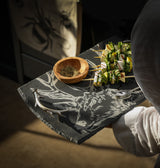 Selbrae House Serving Tray in Slate with Decorative Antler Design for Hosting and Serving Snacks