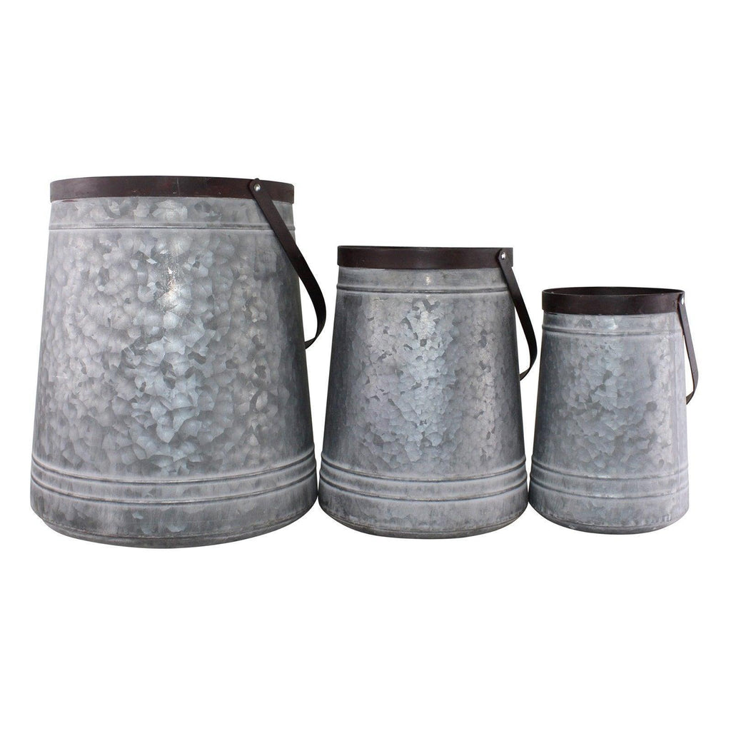 Set of 3 Bucket Style Metal Planters Geko Products