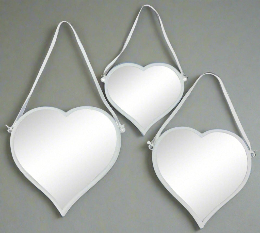 Set of 3 Hanging Heart Mirrors Geko Products