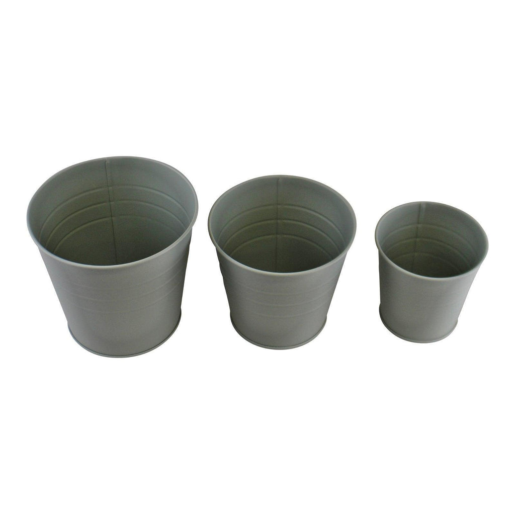 Set of 3 Round Metal Planters, Green Geko Products