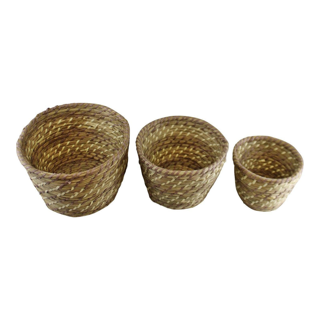 Set Of 3 Woven Grass Planters Geko Products