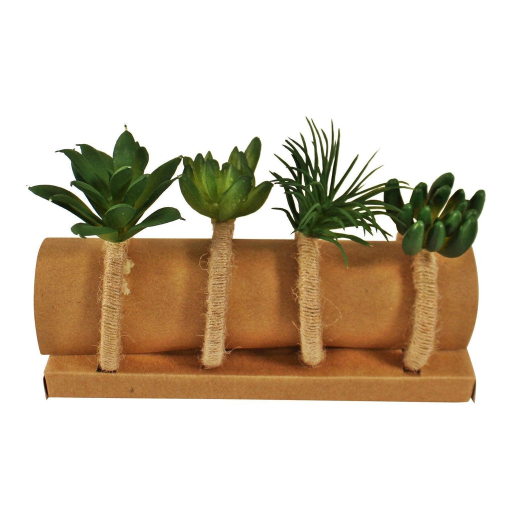 Set of 4 Faux Succulent Design Napkin Rings Geko Products