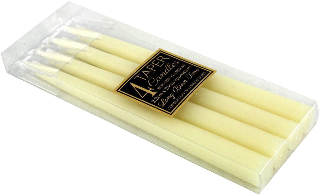 Set Of 4 Ivory Taper Candles Geko Products