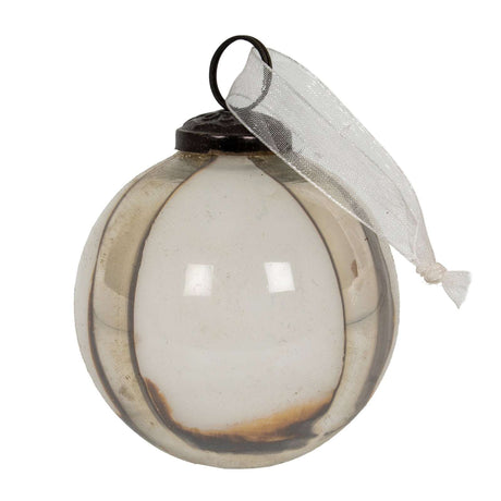 Elegant set of baubles in glass with a vintage finish and silver ribbon for Christmas decorations