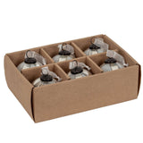 Set of baubles in a six-pack with a natural finish and ribbon for festive Christmas decorations
