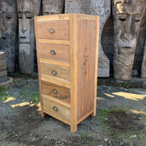 Tall Set of Five Draws - Recycled Wood AW-Dropship