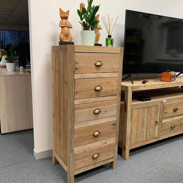 Tall Set of Five Draws - Recycled Wood AW-Dropship