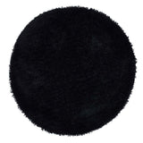 Round black shaggy rug ideal for cosy living rooms and modern interiors
