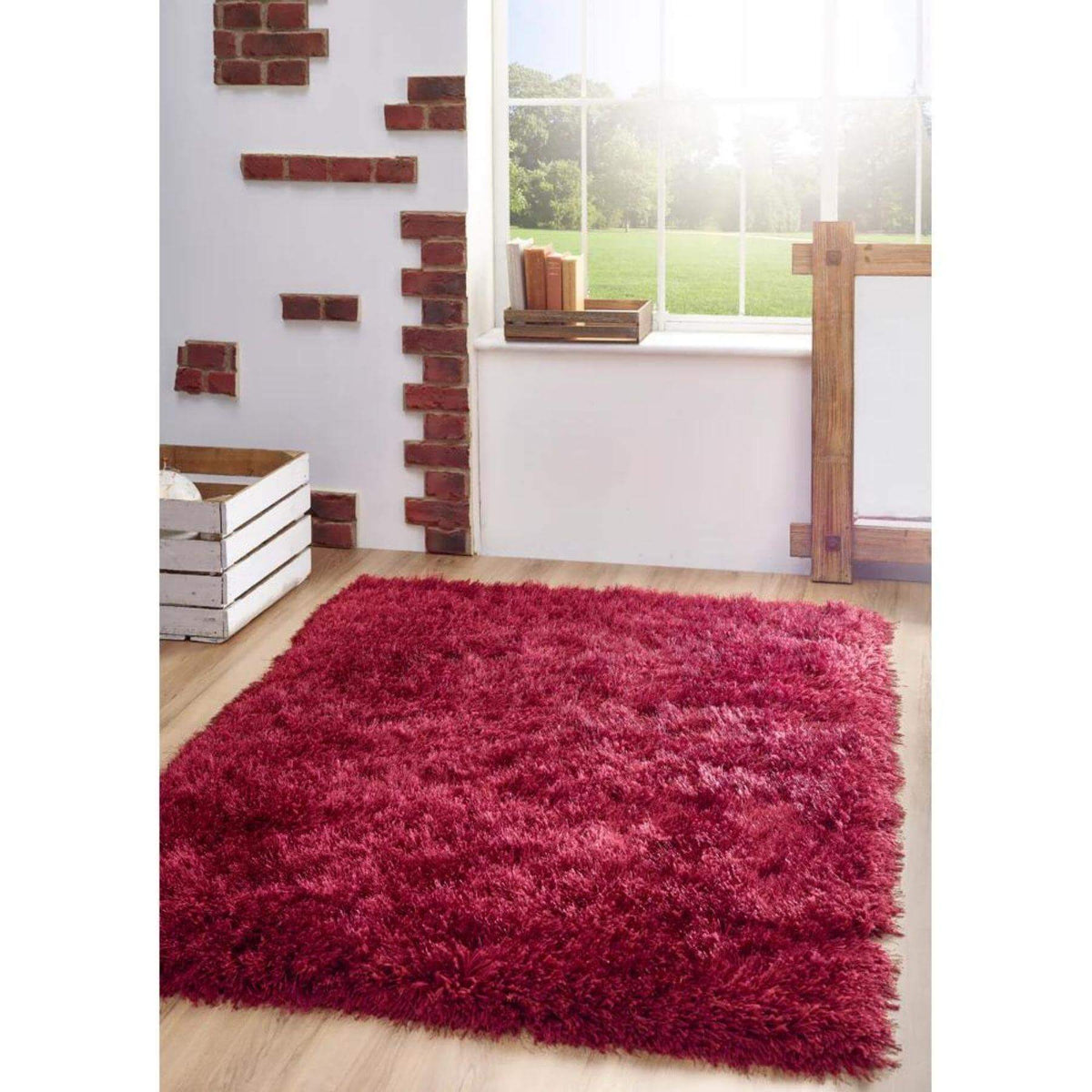 Luxurious red shaggy rug offering comfort and warmth for any living space