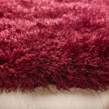 Deep red shaggy rug with a soft texture, perfect for adding warmth to any room