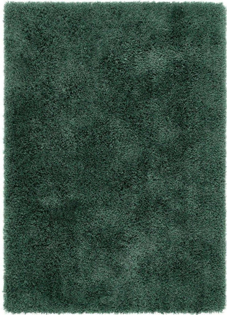 Luxurious dark green shaggy rug with a soft, plush texture for a cozy home atmosphere