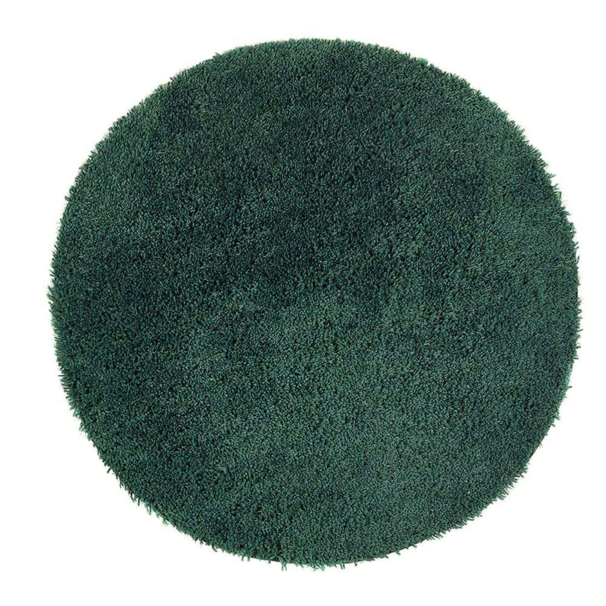 Green round shaggy rug with a soft texture, perfect for cosy living spaces