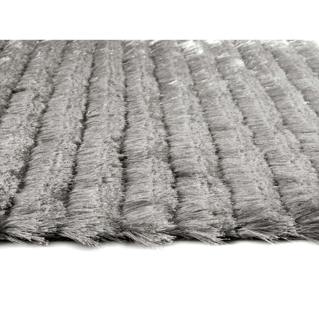 Soft Grey Shaggy Rug with Striped Design for Modern Home Decor