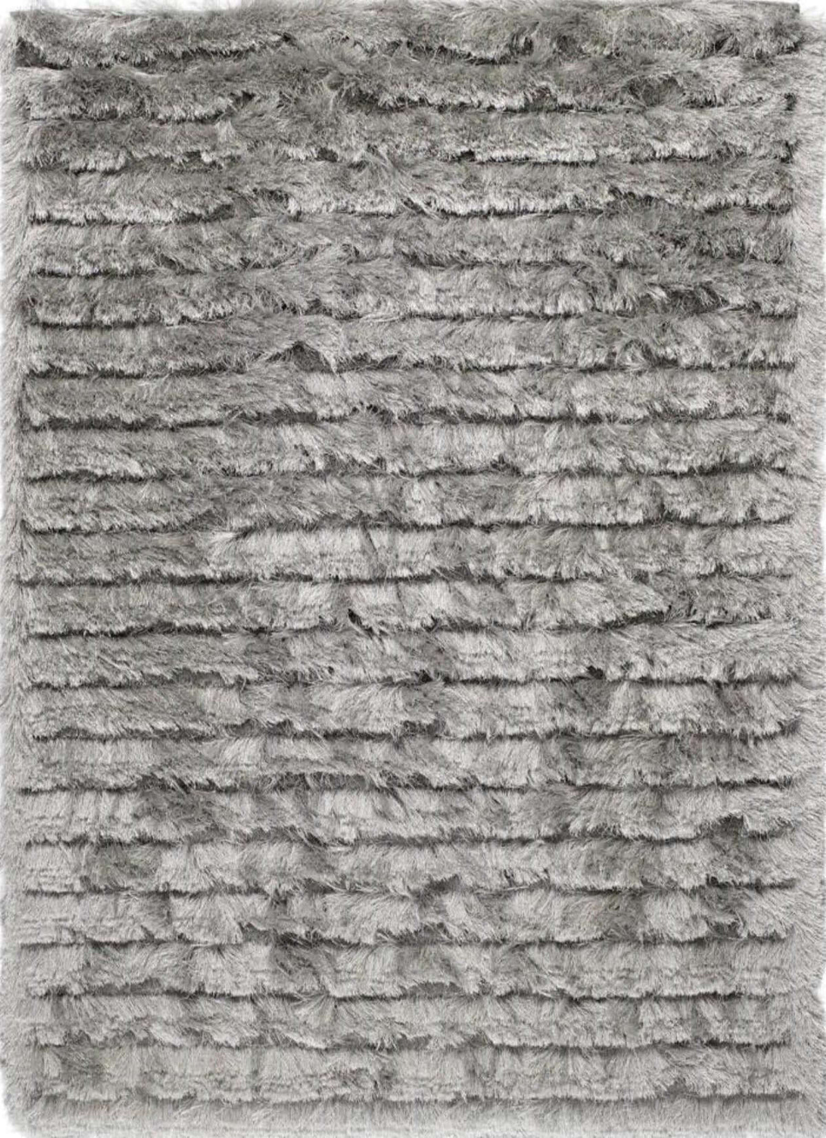 Soft Grey Shaggy Rug with Textured Stripes for a Cozy Living Space