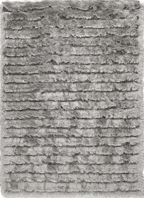 Soft Grey Shaggy Rug with Textured Stripes for a Cozy Living Space