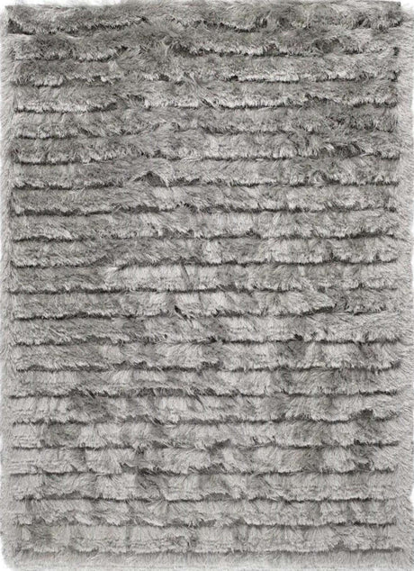Soft Grey Shaggy Rug with Textured Stripes for a Cozy Living Space