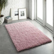 Soft Pink Shaggy Rug enhancing the modern interior with a plush texture and comfort