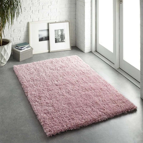Soft Pink Shaggy Rug enhancing the modern interior with a plush texture and comfort