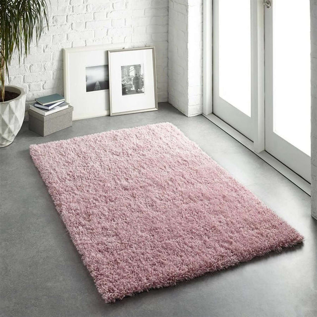 Soft Pink Shaggy Rug enhancing the modern interior with a plush texture and comfort
