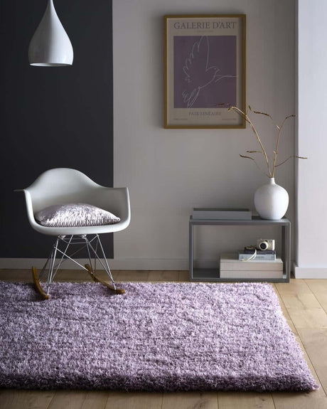 Plush Shaggy Rug in soft lavender colour enhances modern living spaces with comfort and style