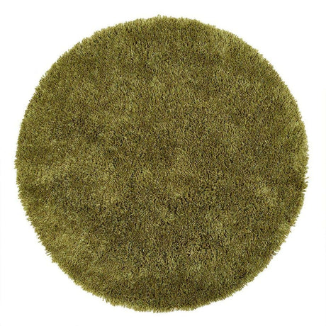 Green Round Shaggy Rug with Soft Texture for Comfortable Home Decor