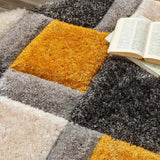 Colourful Shaggy Rug in Geometric Pattern with Soft Texture and Warm Tones for Home Decor