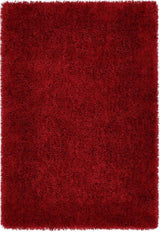 Luxurious red shaggy rug ideal for cosy living spaces and adding warmth to any room