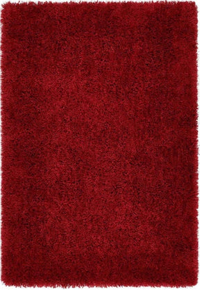 Luxurious red shaggy rug ideal for cosy living spaces and adding warmth to any room