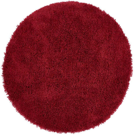 Red Shaggy Rug in a circular design, perfect for adding warmth to any room