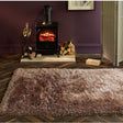Plush Shaggy Rug in soft neutral tones placed in a cosy living room setting