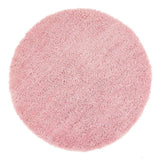 Round pink shaggy rug with a soft texture, perfect for adding comfort to any room