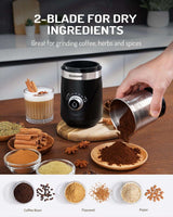 Shardor Coffee Grinder featuring a 2-blade design for grinding coffee, herbs, and spices