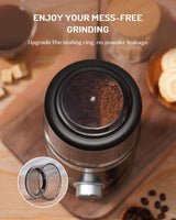 Massive Discounts Coffee Grinder with improved sealing for no powder leakage and mess-free grinding