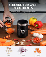 Coffee grinder with 4 blades for wet ingredients, perfect for chopping garlic, onions, and peppers