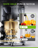 800W High Power Juicer Machine for Quick Juice Preparation with Clear Juice Display