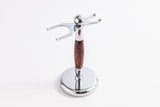 Eco Bath London Shaving Set with a stylish chrome stand and wooden handle