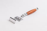Eco Bath London Shaving Set featuring a wooden handle razor with a chrome finish