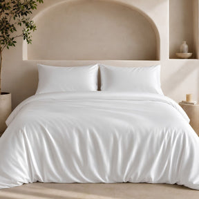 Complete Bed Set by SHEET STORY featuring a luxurious Duvet Cover Set in soft white fabric