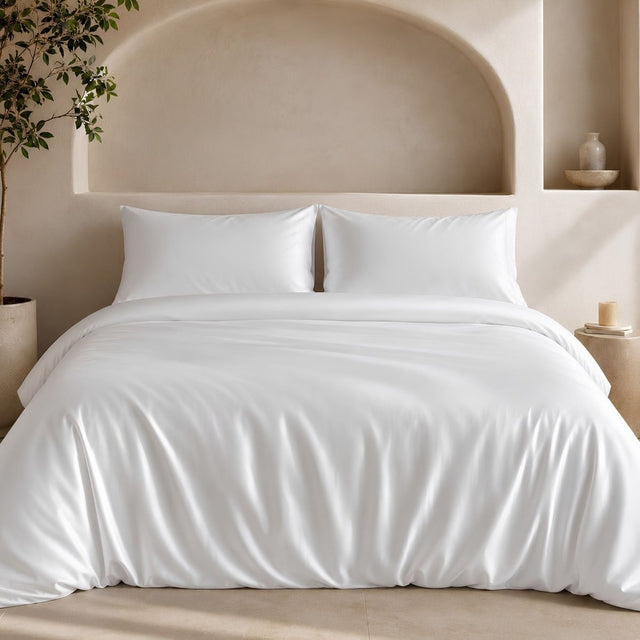 Complete Bed Set by SHEET STORY featuring a luxurious Duvet Cover Set in soft white fabric