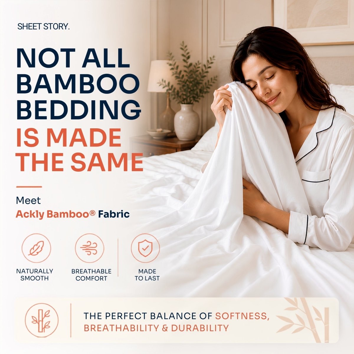 SHEET STORY Fitted Sheet in Ackly Bamboo fabric, providing breathable comfort and smooth texture