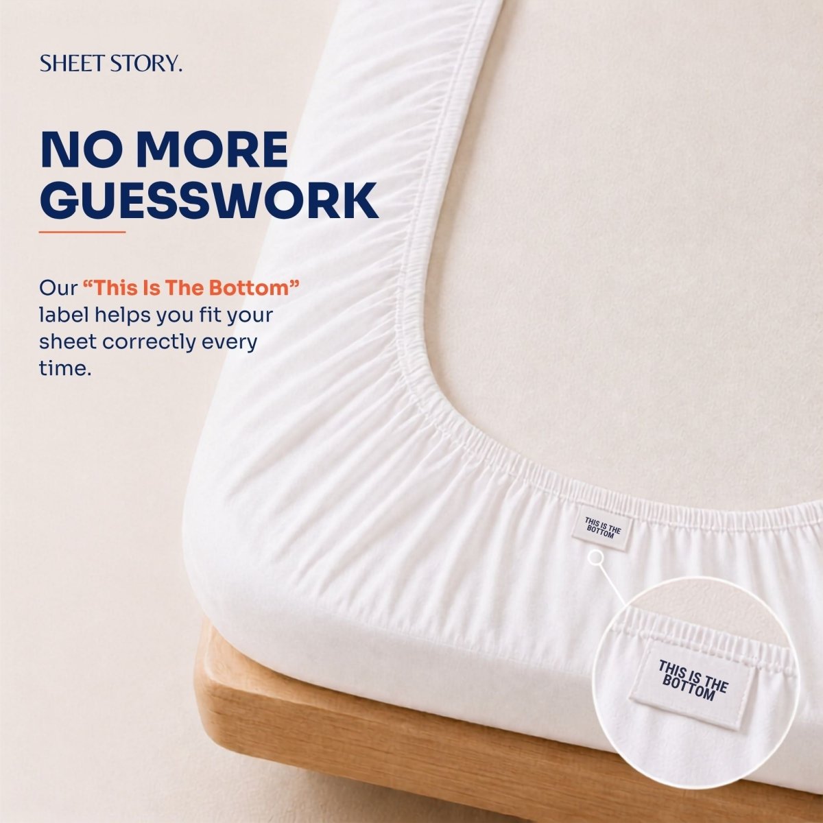 SHEET STORY Fitted Sheet with unique label for easy fitting on your mattress