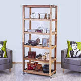 Six Shelf Display with Casters - Recycled Wood AW-Dropship