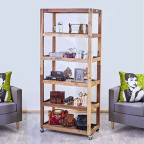 Six Shelf Display with Casters - Recycled Wood AW-Dropship