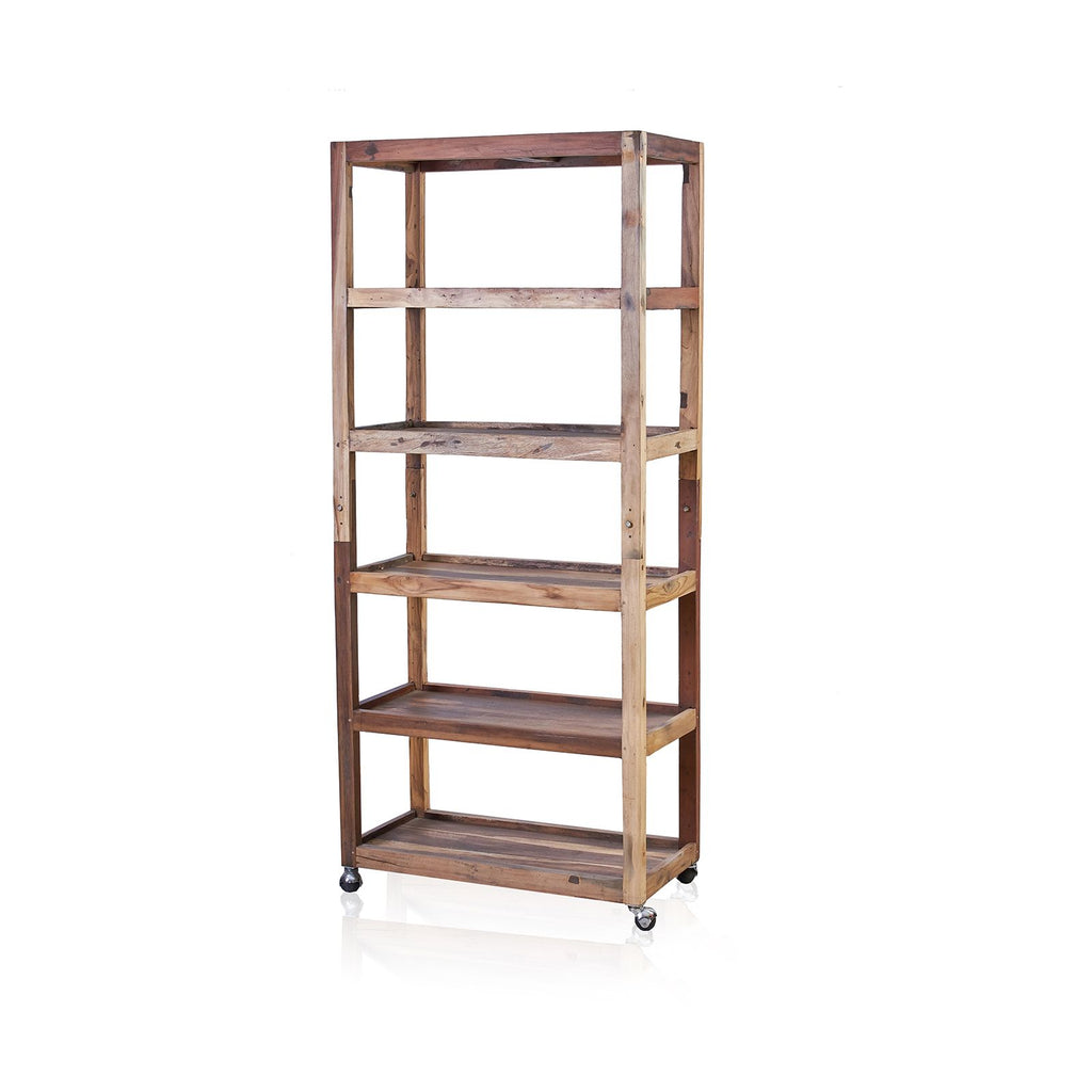 Six Shelf Display with Casters - Recycled Wood AW-Dropship