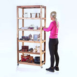 Six Shelf Display with Casters - Recycled Wood AW-Dropship